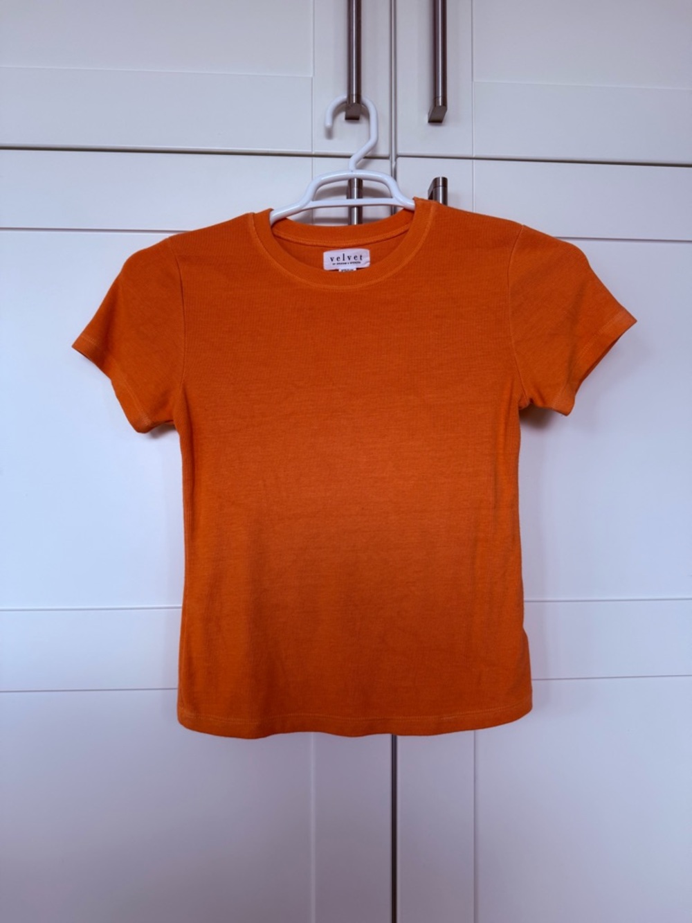 Velvet by Graham & Spencer | Orange Ribbed Short Sleeve Baby Tee